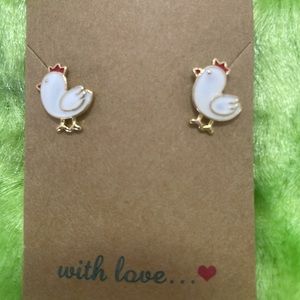 Little White Chicken Earrings